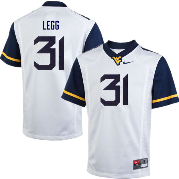 NCAA Men's Casey Legg West Virginia Mountaineers White #31 Nike Stitched Football College Authentic Jersey AH23D52QD